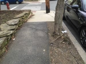 narrow sidewalk