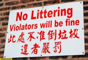 no littering chinese